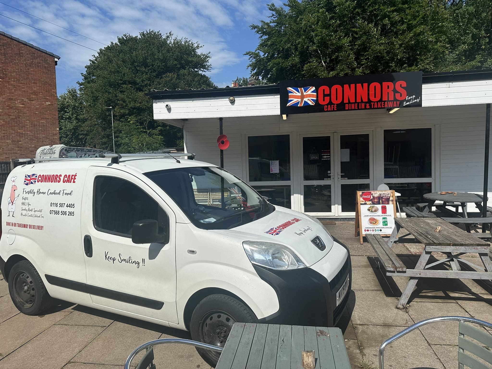 The shopfront of Connor's Cafe on Spring Lane, Wigston